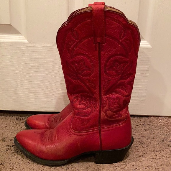 red ariat boots